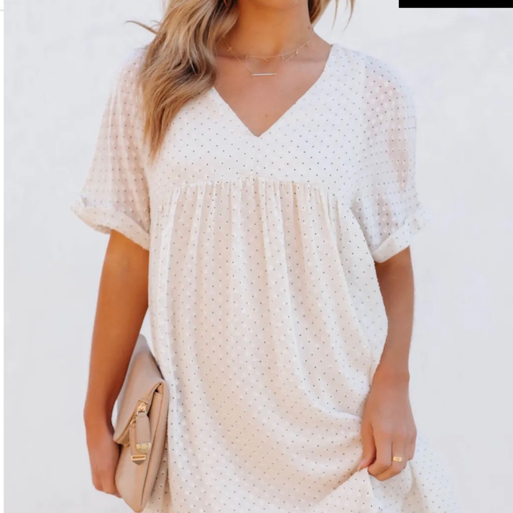 VICI- Helga Textured Babydoll dress - ivory and black, size medium